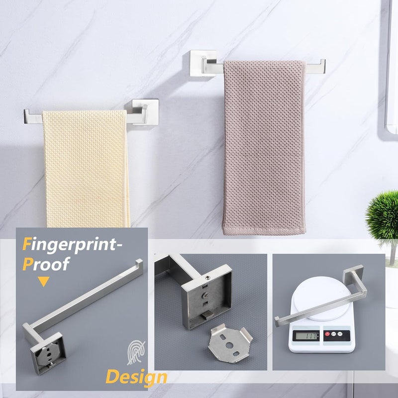 LANC Bathroom Hand Towel Holder 2 Pack Left and Right Side Brushed Nickel Hand Towel Bar 2 Pack 10 Inche Square Towel Ring for Kitchen Cabinet Wall Mount Towel Rack Hanger,A8806BN-LRP2 - Image 5
